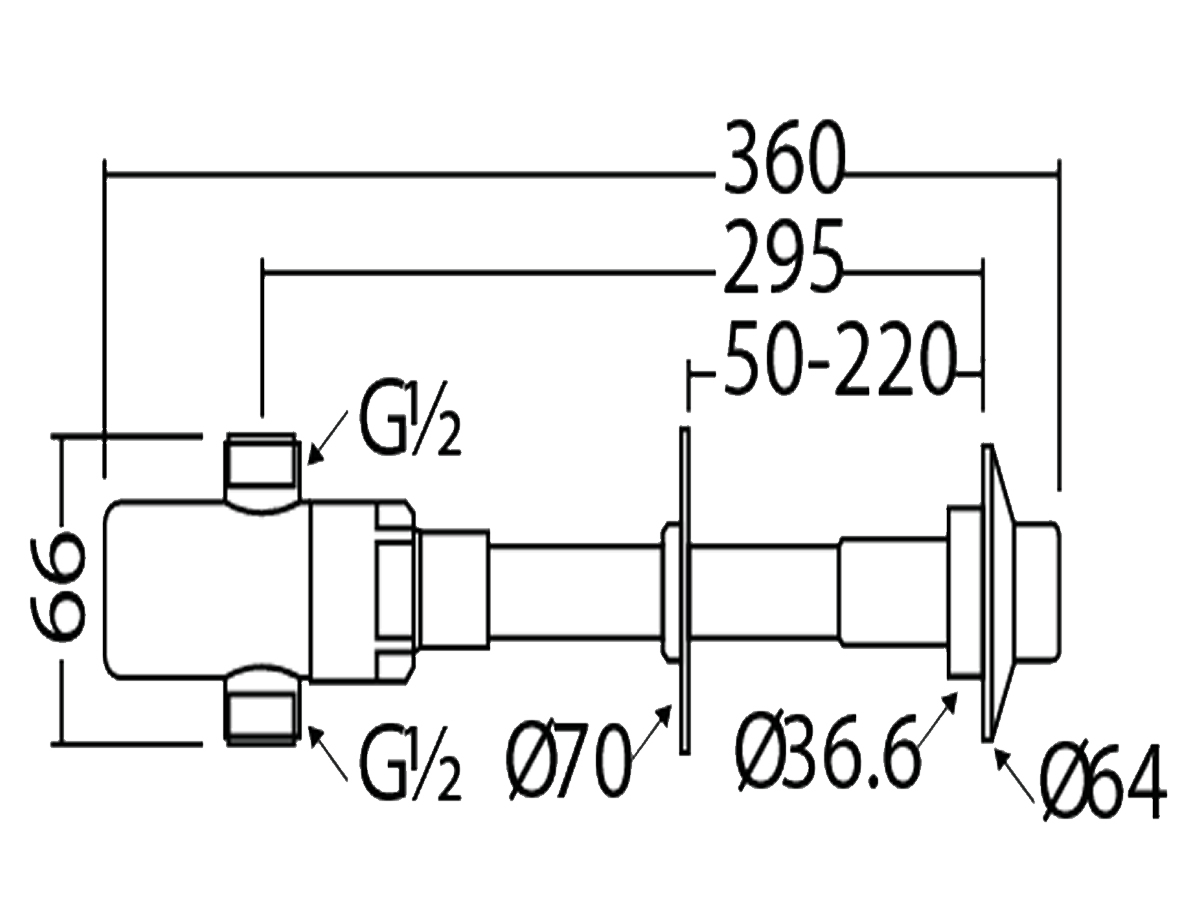 CFV-3200 Concealed Time Delay Flush Valve Dimension