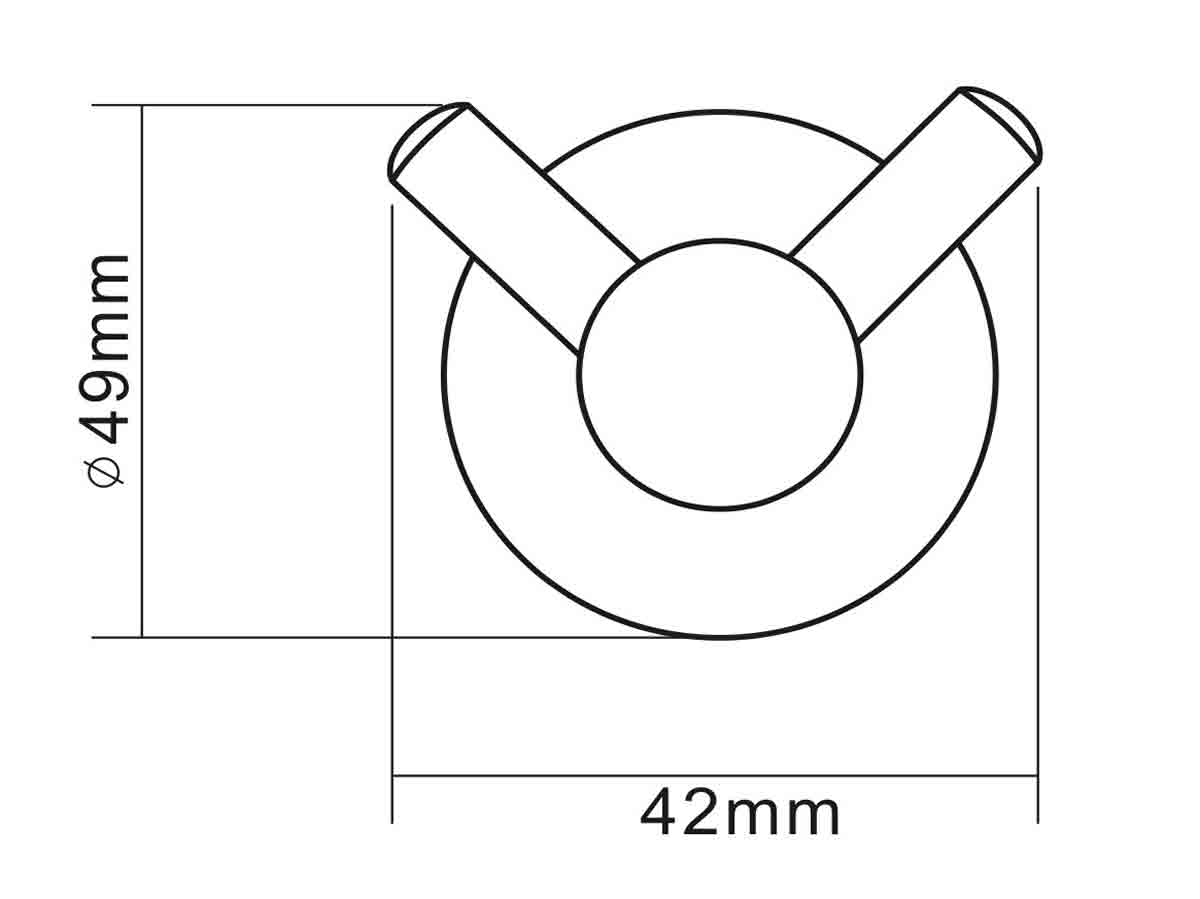 3409 Double Robe Hook Dimension