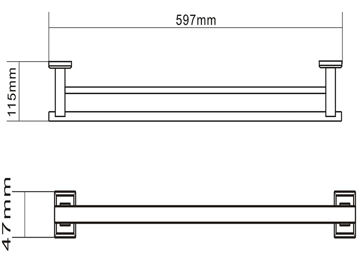 3704 Double Towel Bar Dimension