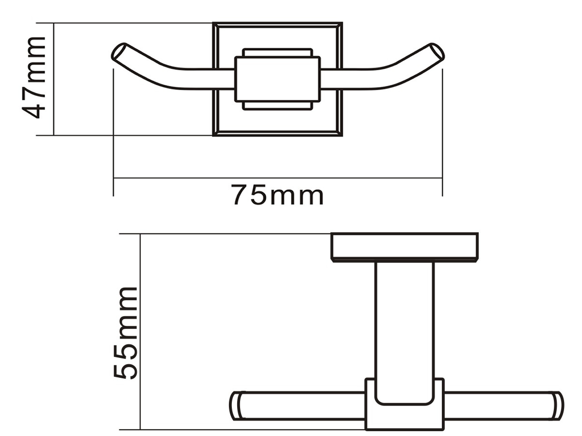3709 Double Robe Hook Dimension