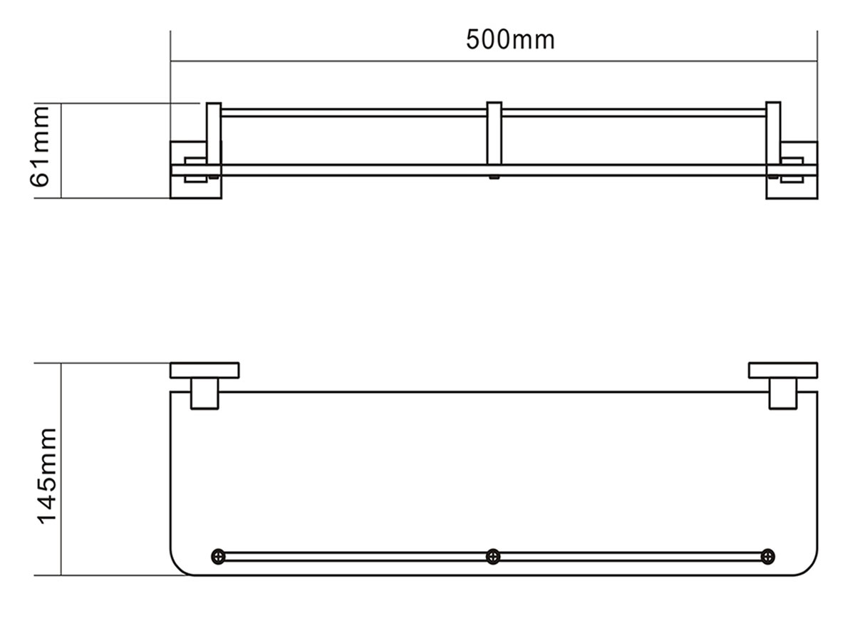 3712 Single Glass Shelf Dimension