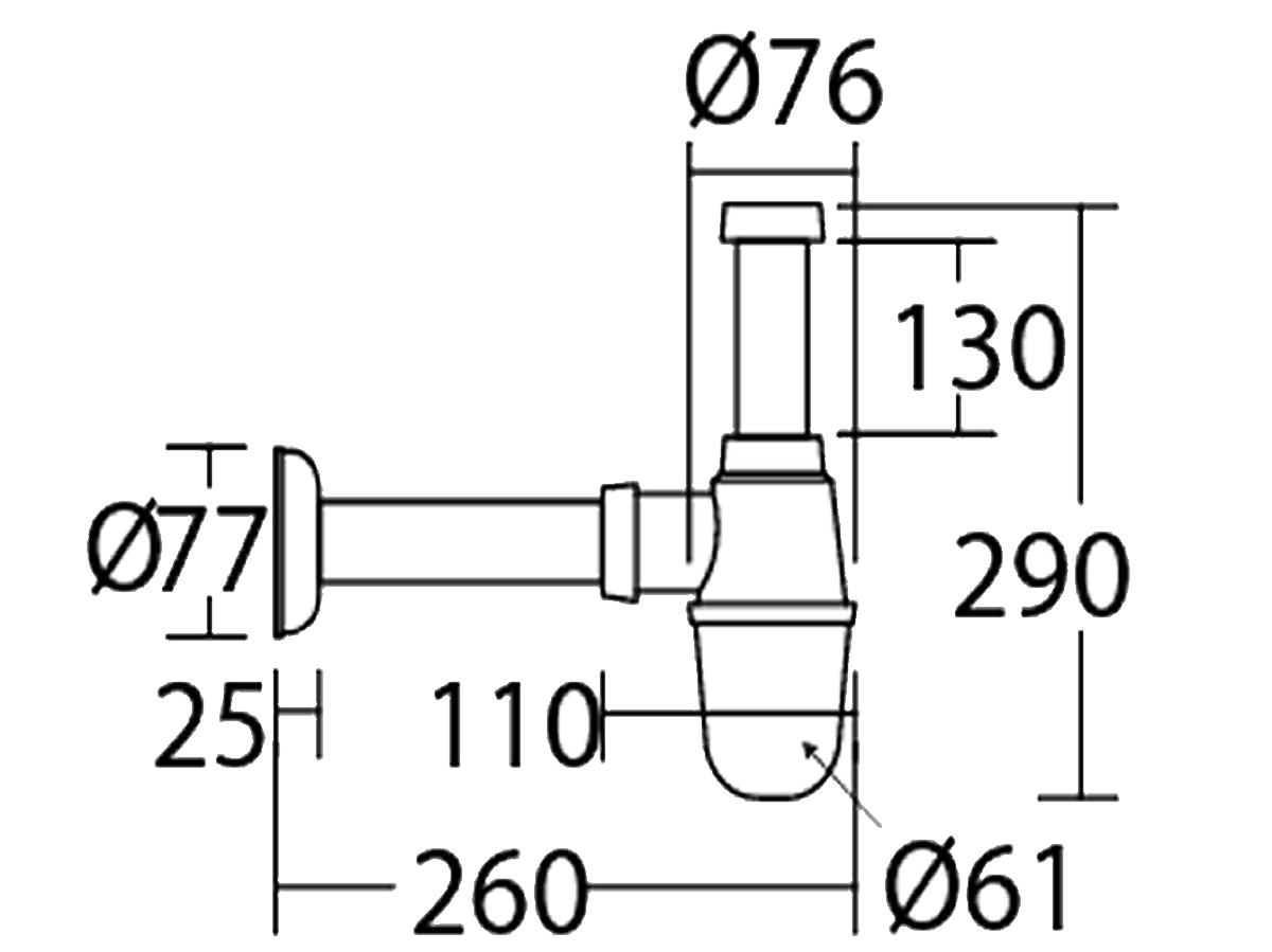 PBT43TZ 32MM Bottle Trap Dimension