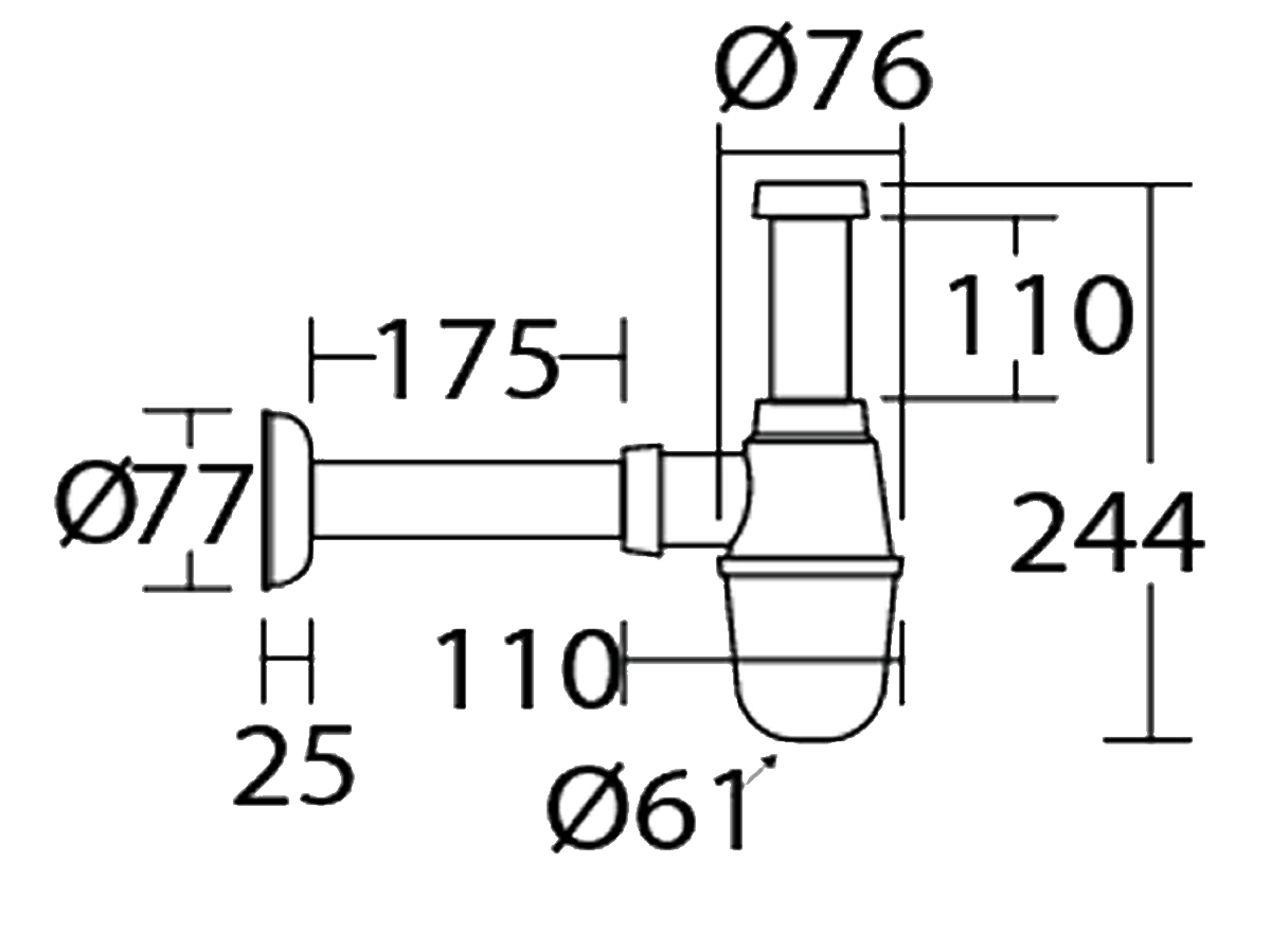 PBT51 40MM Bottle Trap Dimension