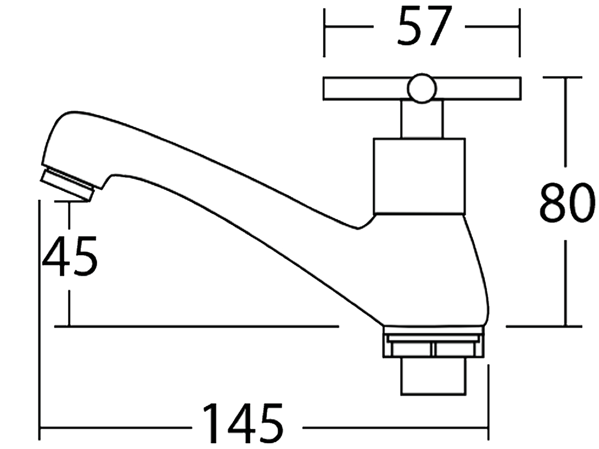 33016-C1 Elongated Basin Pillar Tap Dimension