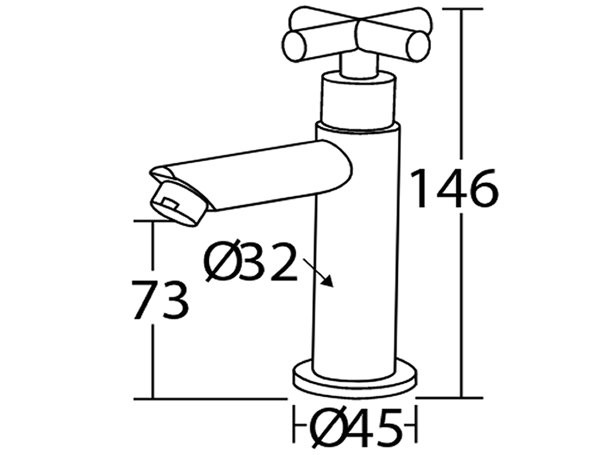 4355-C1 Basin Cold Tap Dimension