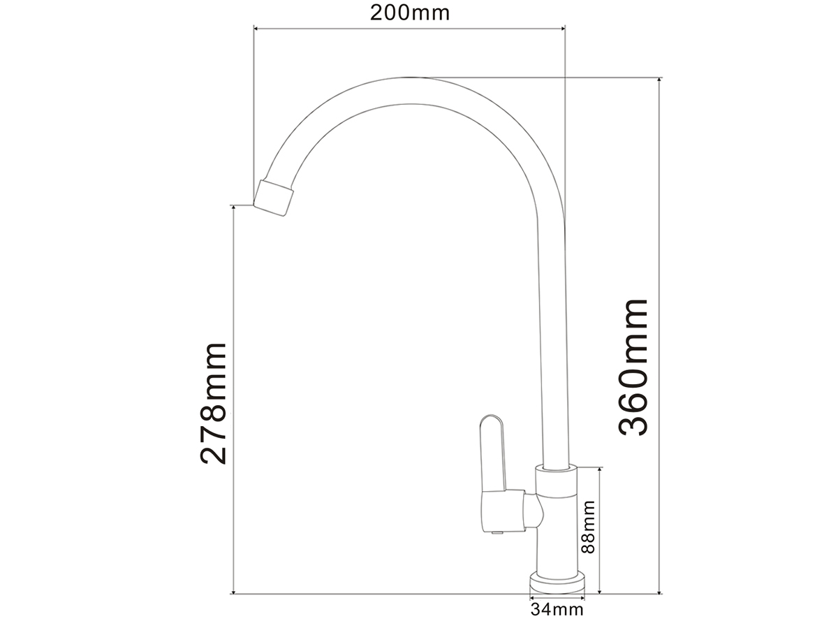CN-318 Pillar Sink Tap Dimension