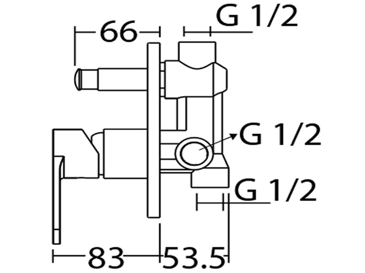 CR-4310 Concealed Bath Shower Mixer with Diverter Dimension B