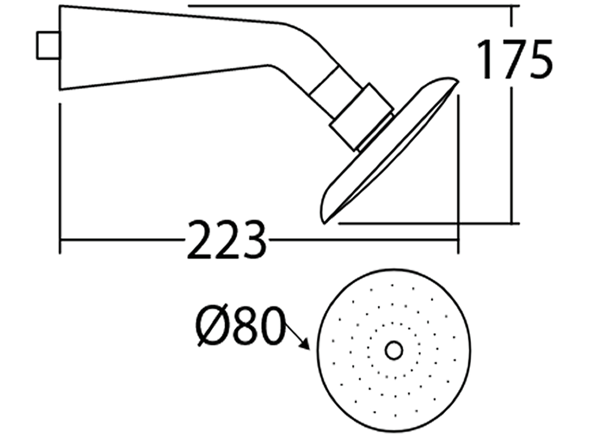 FSH-2703 1-Function Fixed Shower Head Dimension