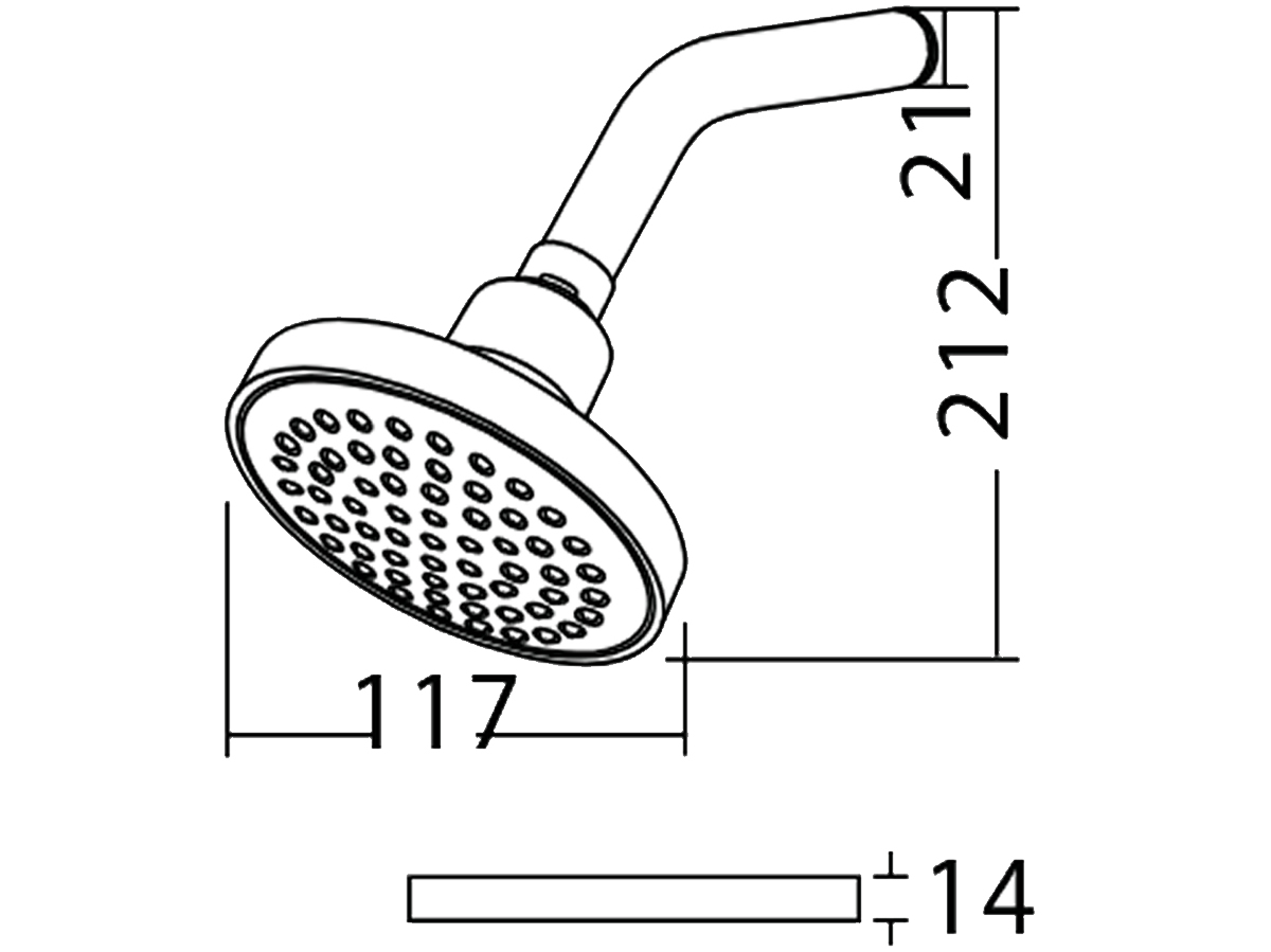 FSH-413 1-Function Fixed Shower Head Dimension