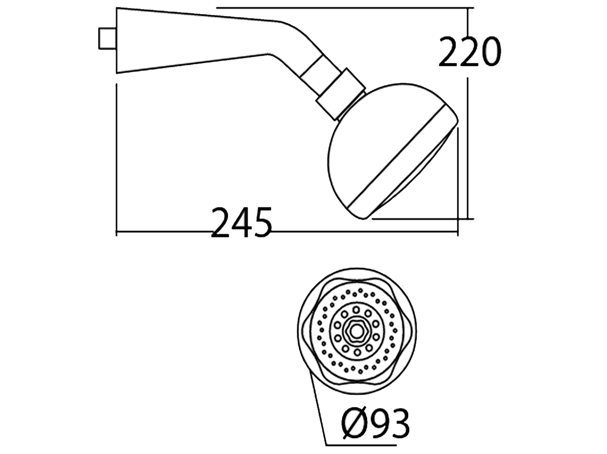 FSH-7105 5-Function Fixed Shower Head Dimension