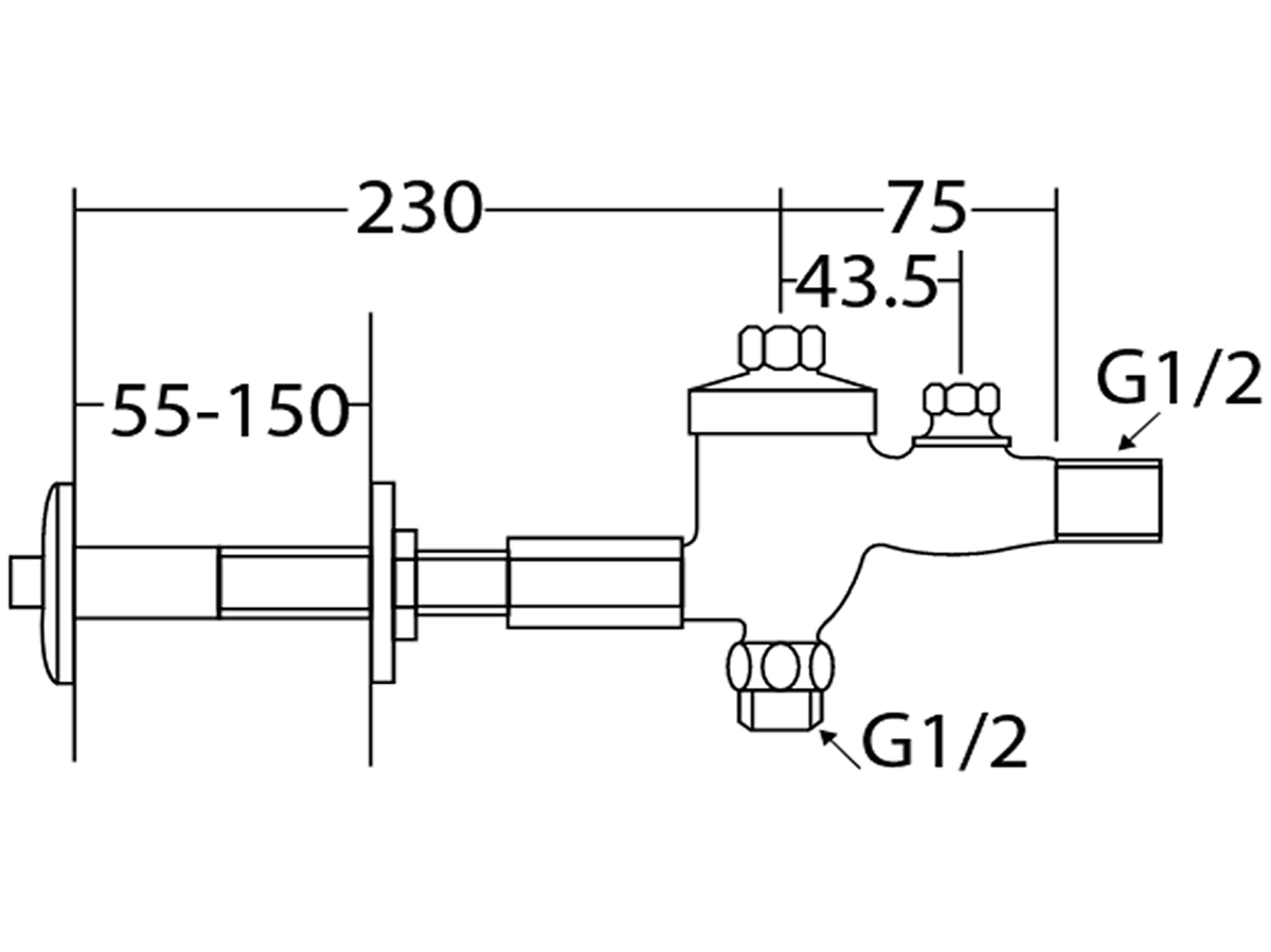 CFV-2104 Concealed Duct Type Urinal Flush Valve Dimension