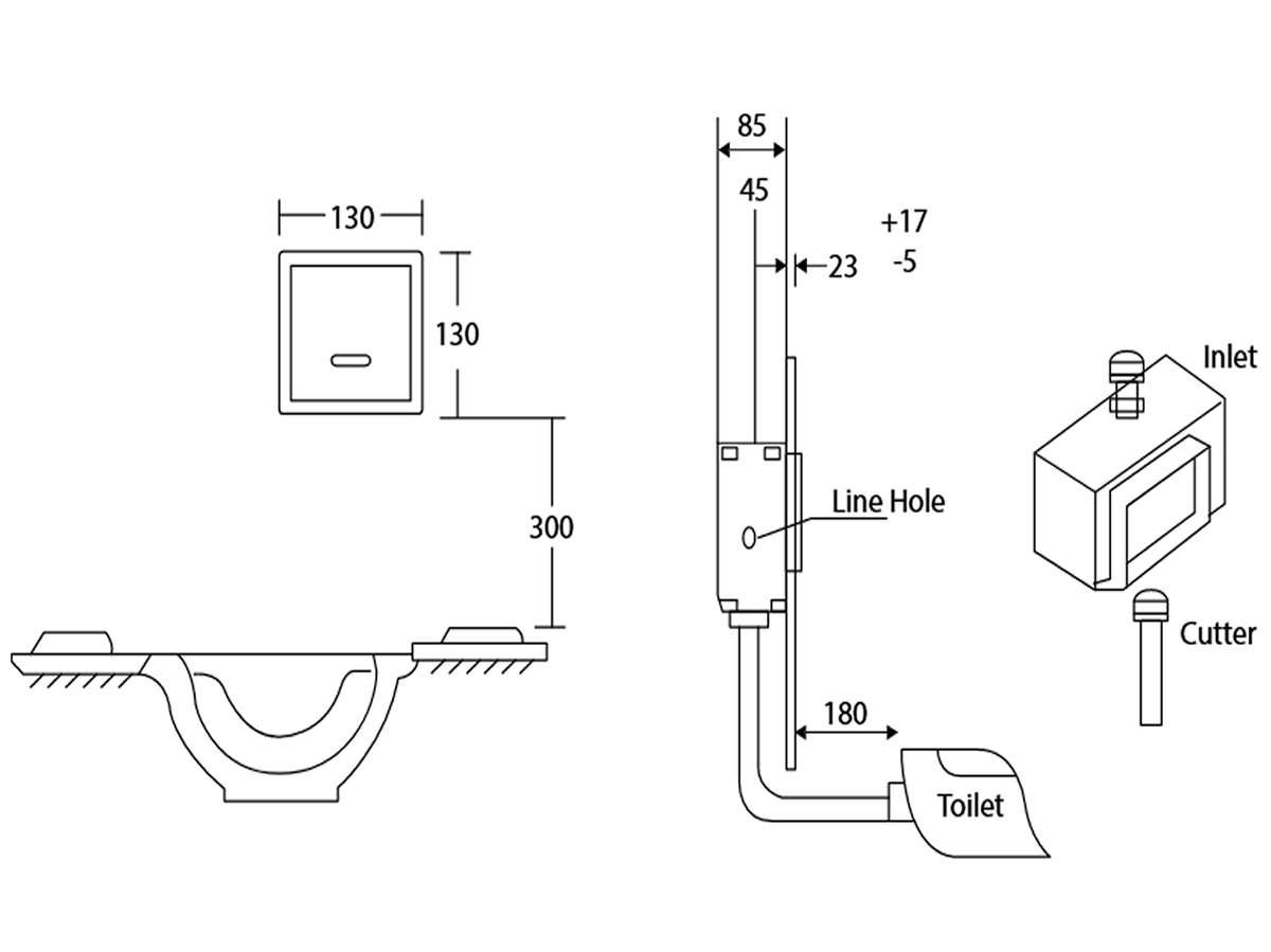 FV-0102 Sensor WC Flush Valve Dimension