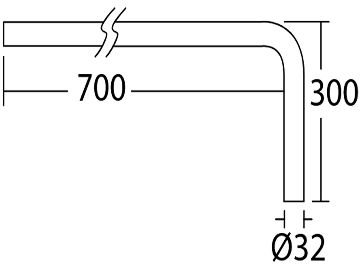 Z-15 (700 X 300MM) Stainless Steel L-Pipe Dimension