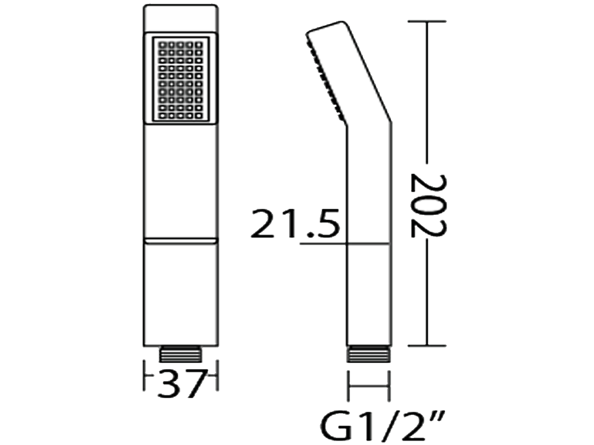 2102 1-Function Hand Shower Dimension