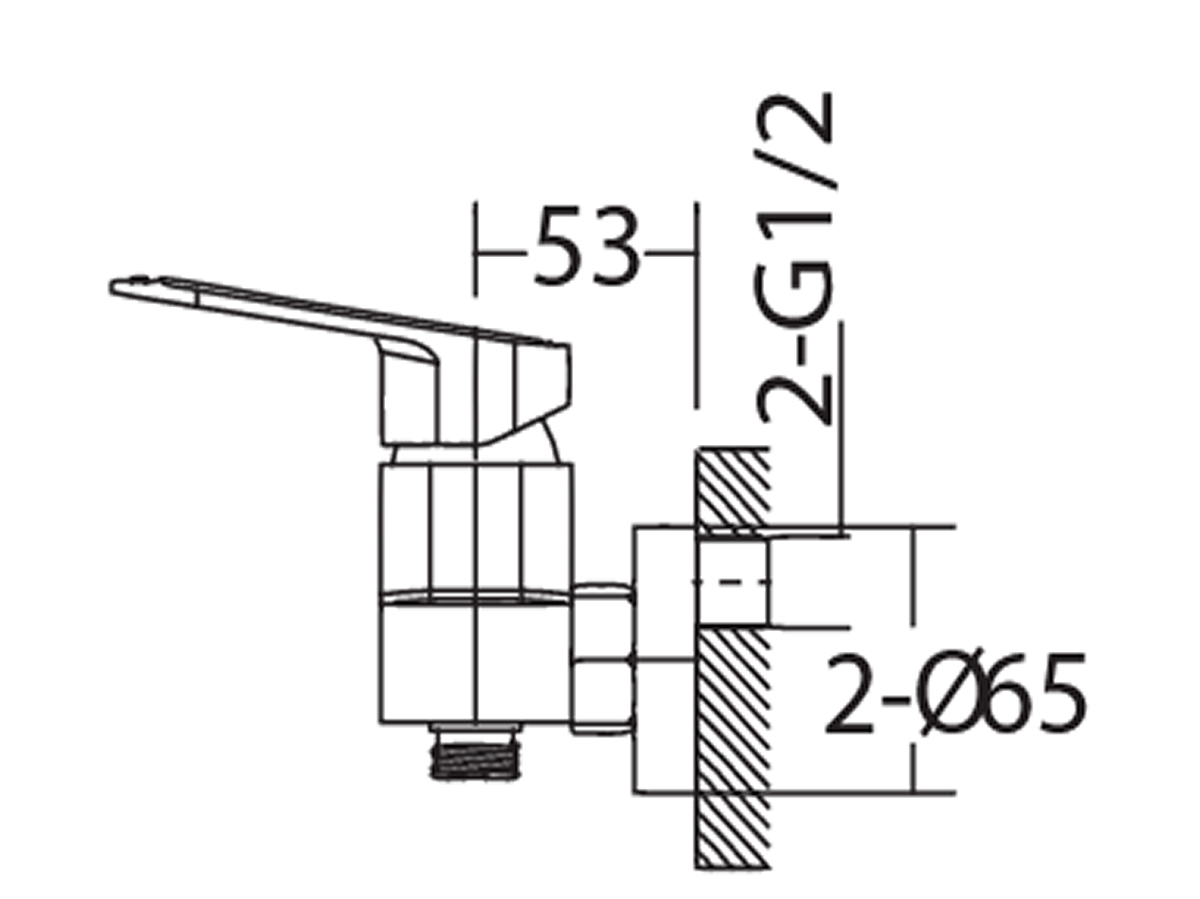 OT-3702 Exposed Shower Mixer Dimension