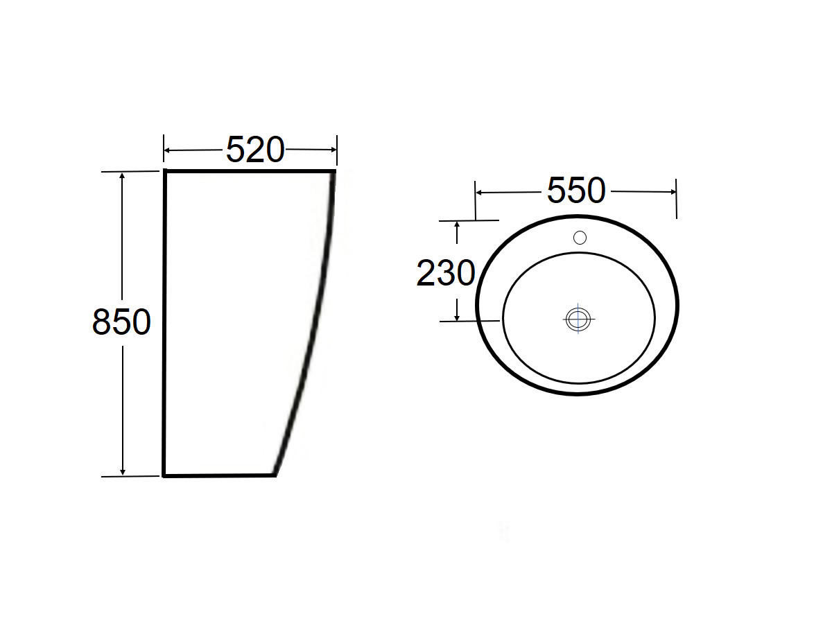 PB-1000 Stand Alone Basin Dimension