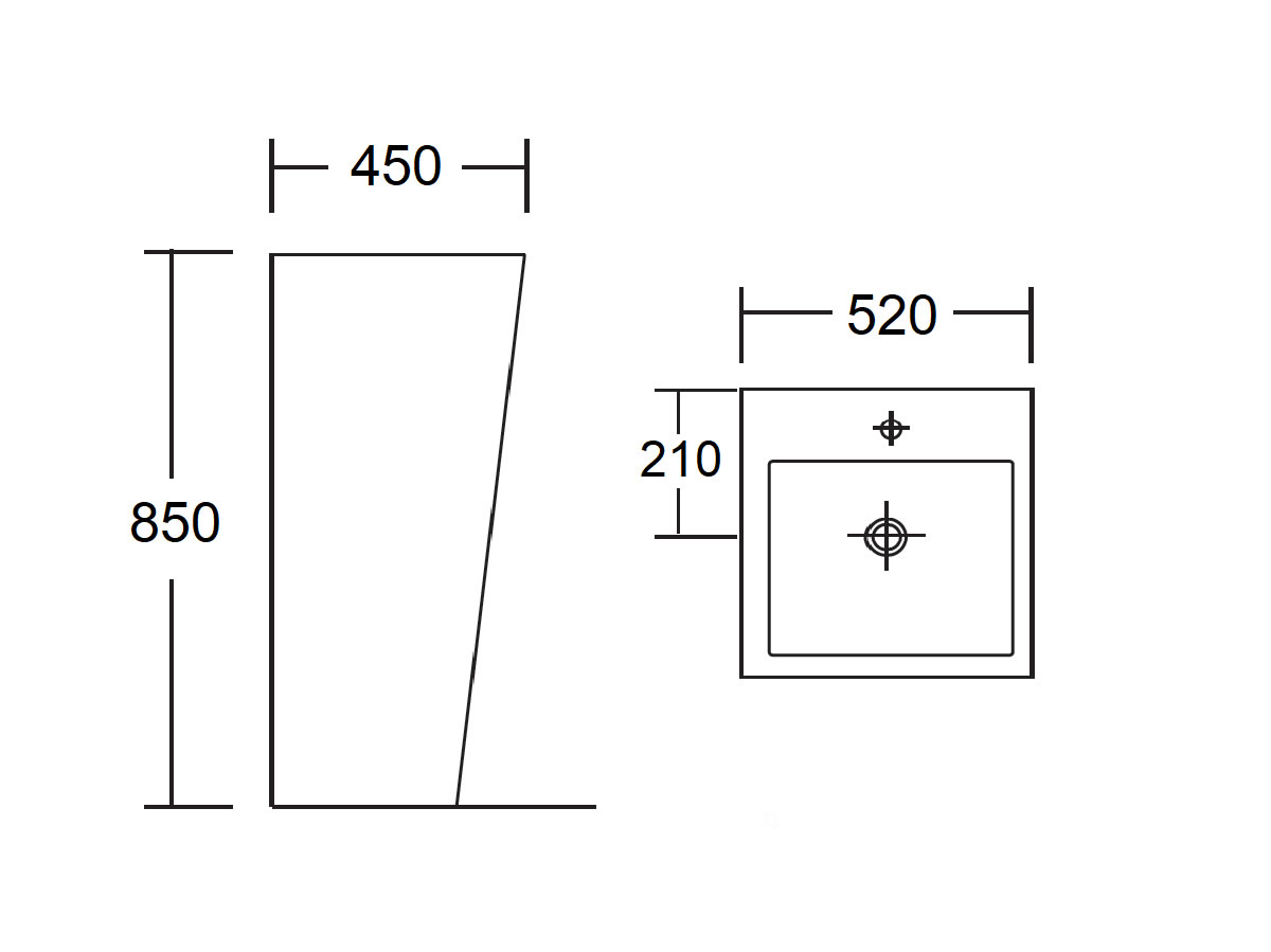PB-1001 Stand Alone Basin Dimension