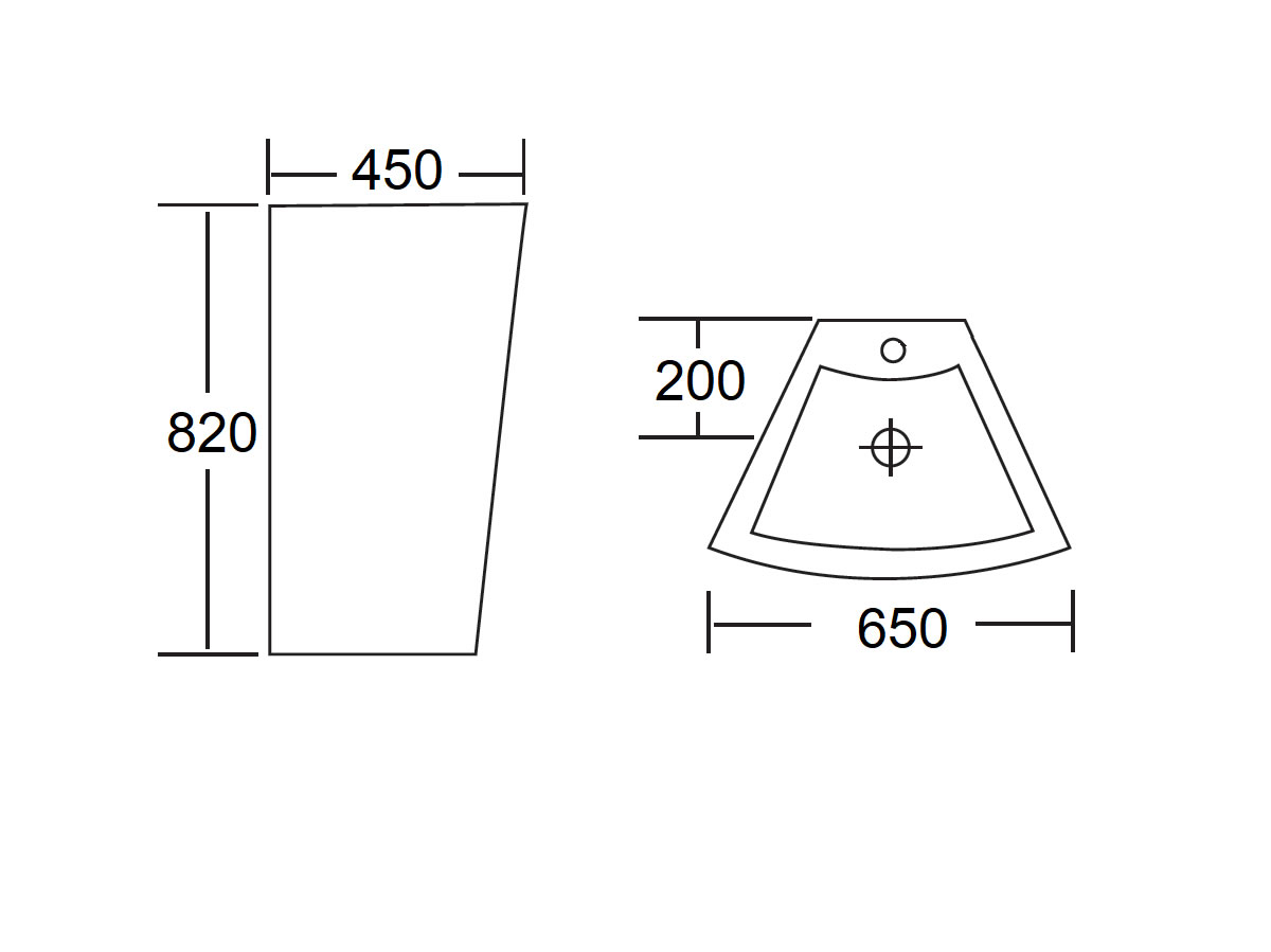 PB-1004 Stand Alone Basin Dimension