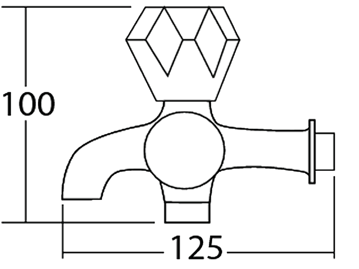 32014-R1 Two Way Bib Tap Dimension