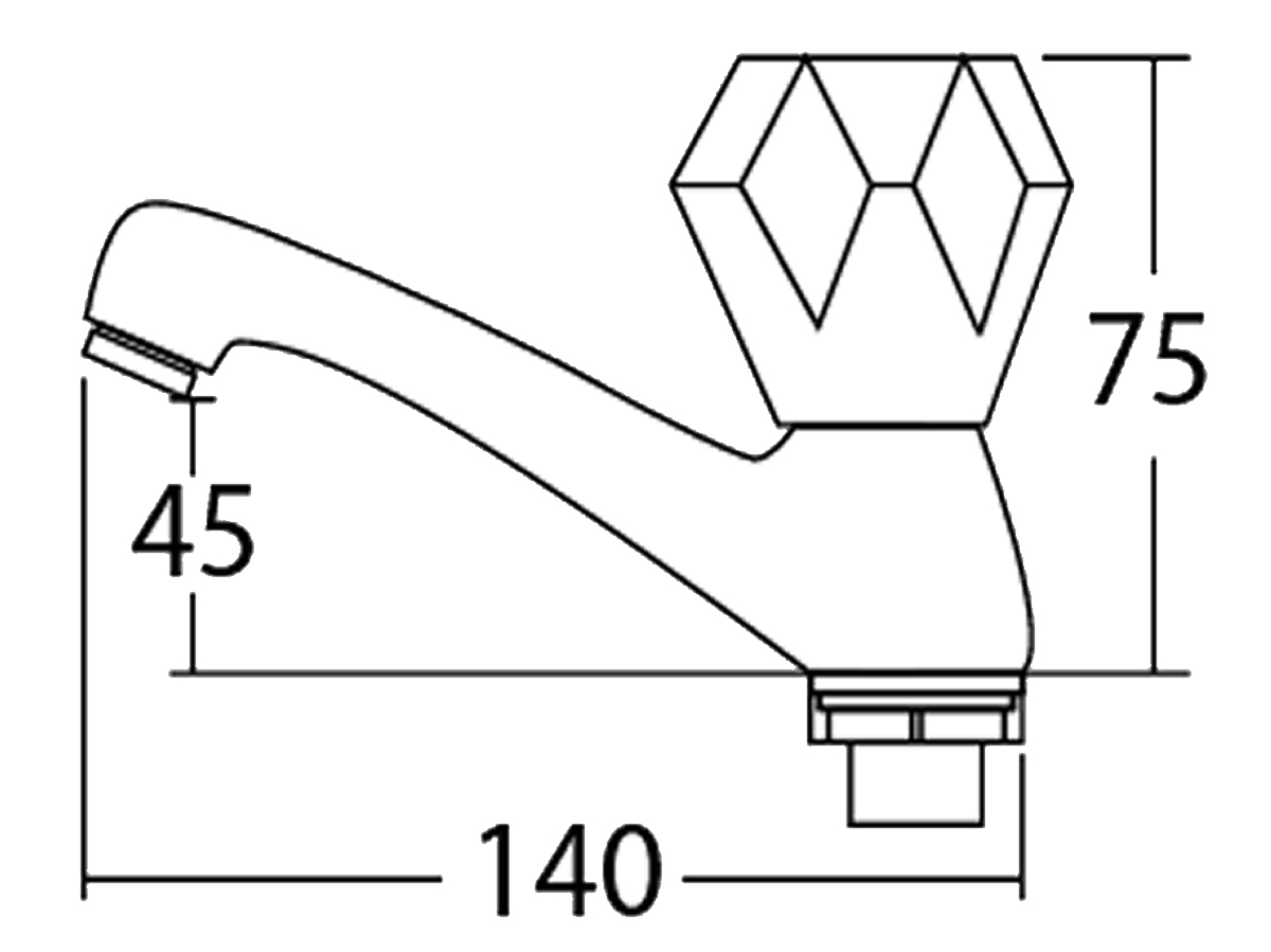 33016-R1 Elongated Basin Pillar Tap Dimension