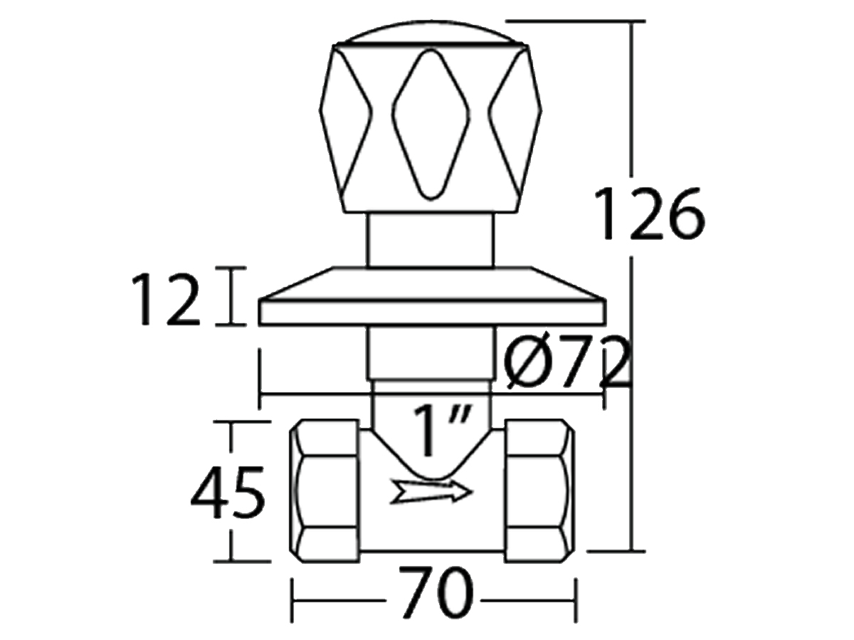 33049-R1 1” Stopcock Dimension