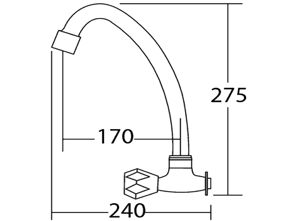 72012-R1 Wall Sink Tap Dimension