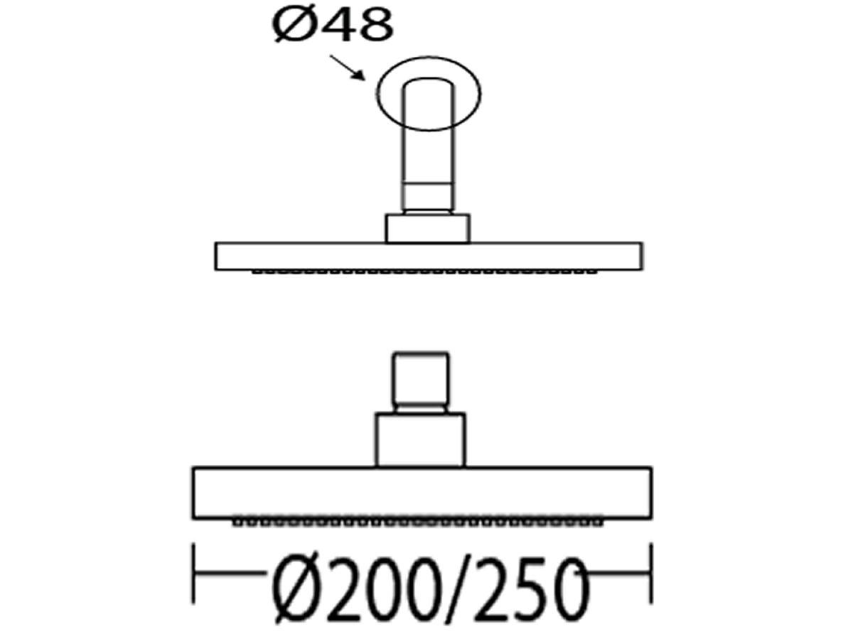 RSH-0105-P/RSH-9106-P 8”/10” Round Rain Shower Head Dimension