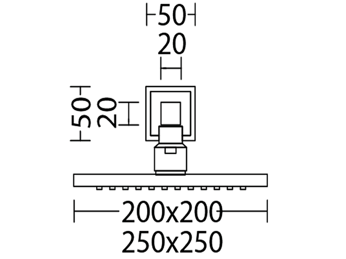 RSH-9102-P / RSH-0101-P 8”/10” Square Rain Shower Head Dimension