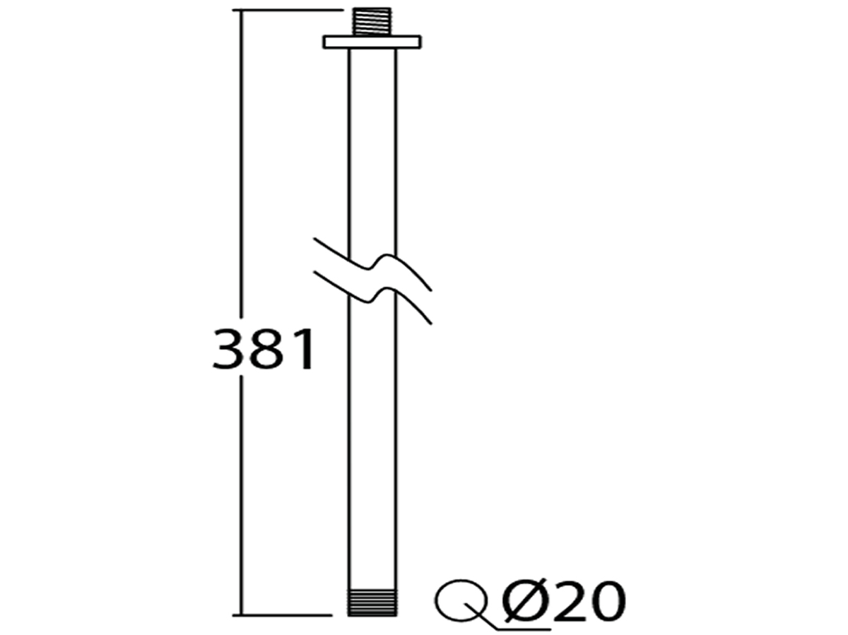 SA-118-1C 15” Round Vertical Shower Arm Dimension