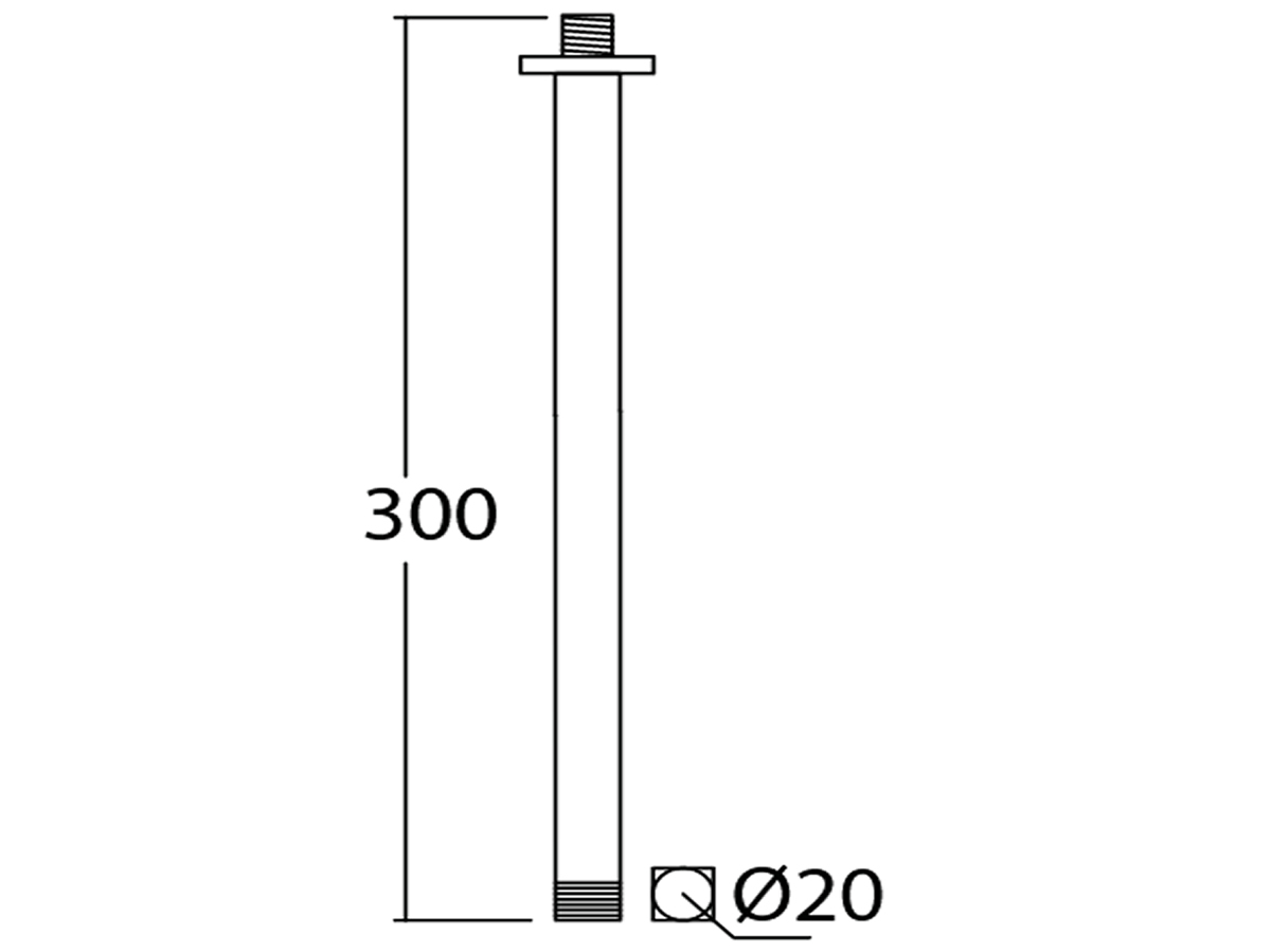 SA-119-1C 12” Square Vertical Shower Arm Dimension