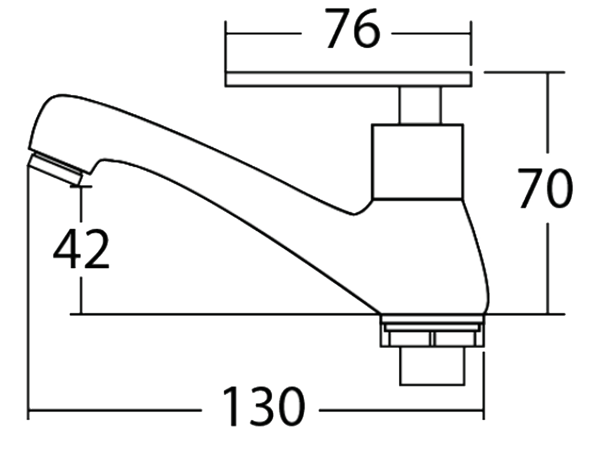 33016-S2 Elongated Basin Pillar Tap Dimension