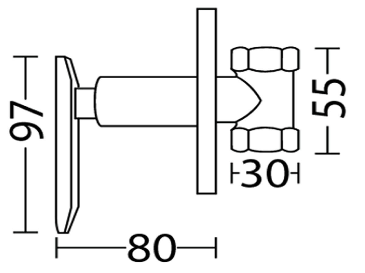 33029BF-QT-S2B 1/2” Stopcock (Quarter Turn) Dimension