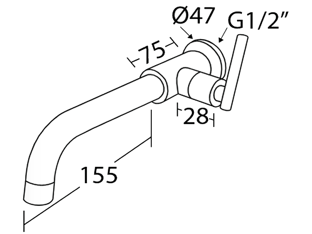 3112-S3 Wall Mounted Tap Dimension