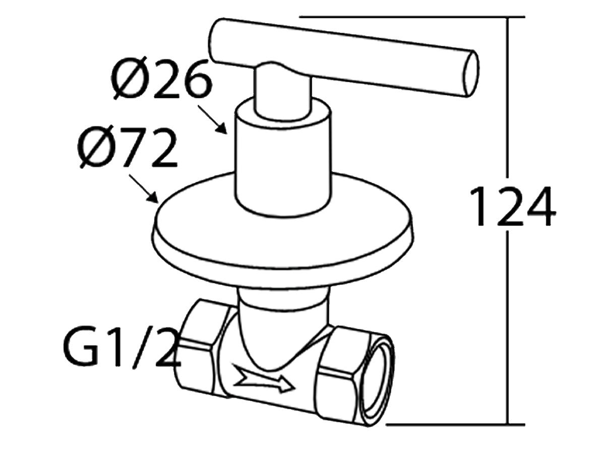 33029QT-S3 1/2” Stopcock (Quarter Turn) Dimension