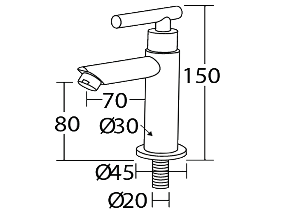 4355-S3 Single Level Basin Cold Tap Dimension