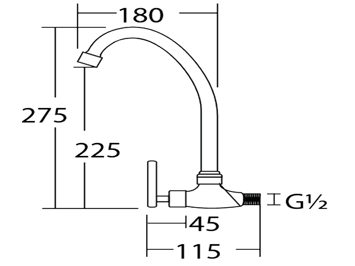 72012-S3 Wall Sink Tap Dimension