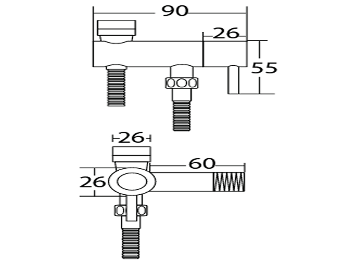 SB-2244 Angle Valve With Bidet Dimension
