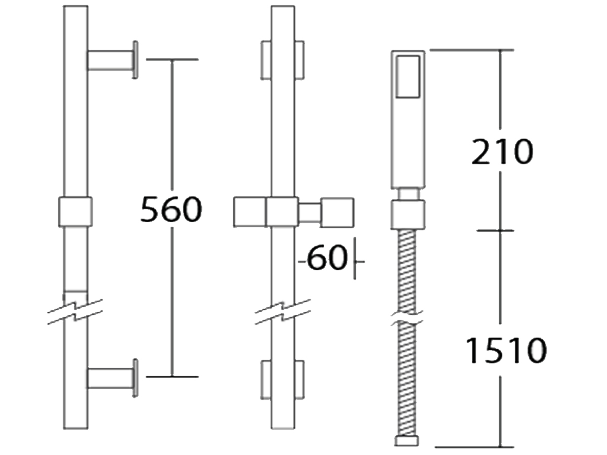 SHS-0848 Shower Rail With Hand Shower Dimension