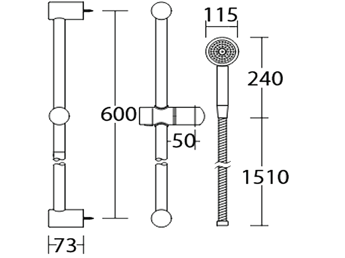 SHS-2181-X Shower Rail With Hand Shower Dimension