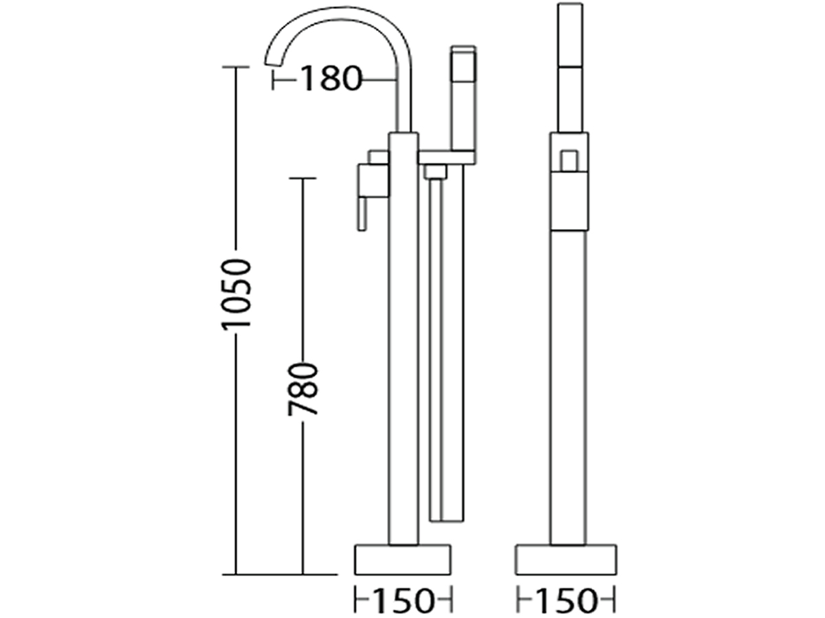 FSS-00A Floor Standing Shower Rail Set Dimension