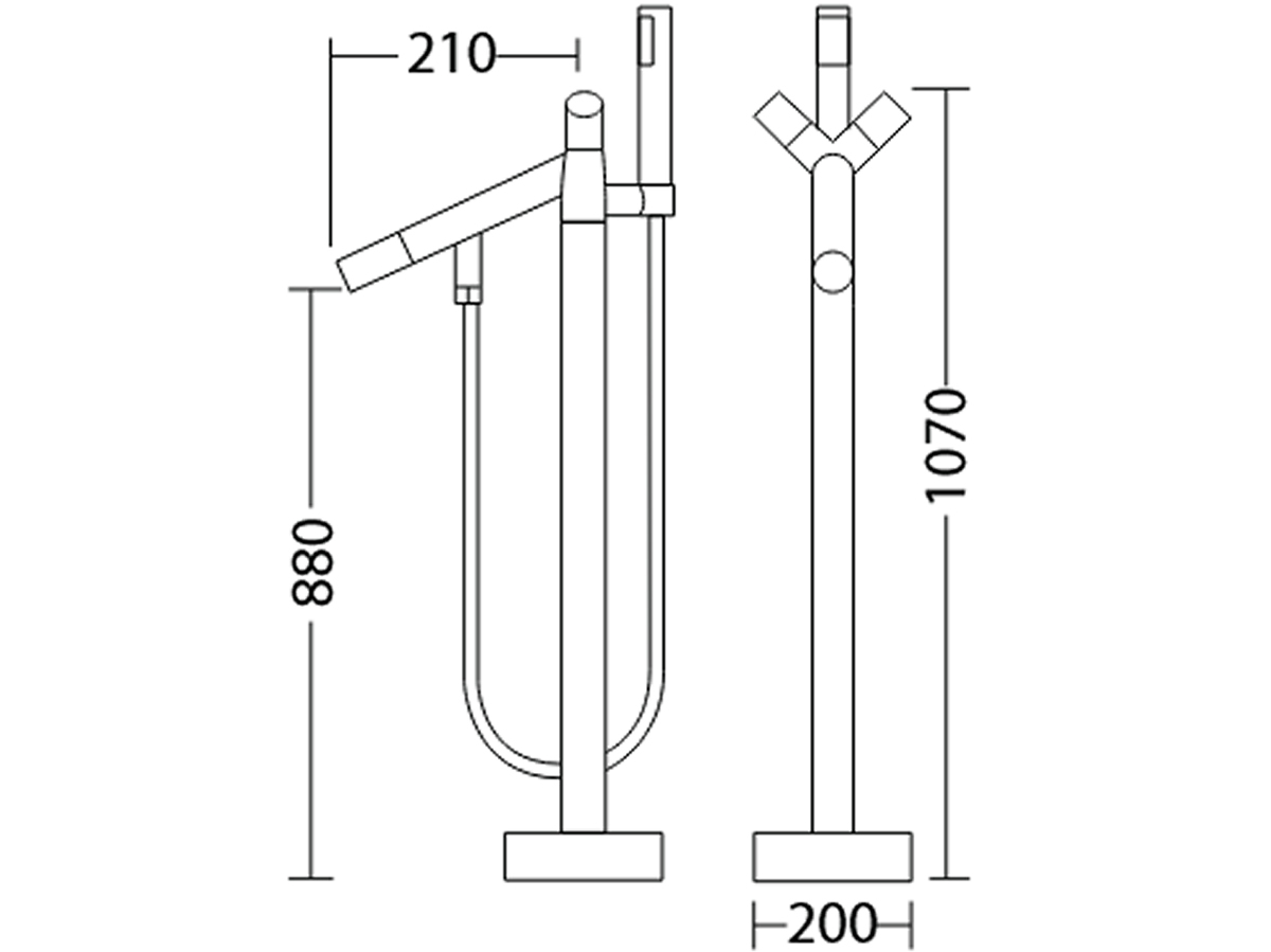 FSS-22 Floor Standing Shower Rail Set Dimension