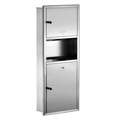 V-9584M Recessed Paper Tower Dispenser With Waste Bin Image