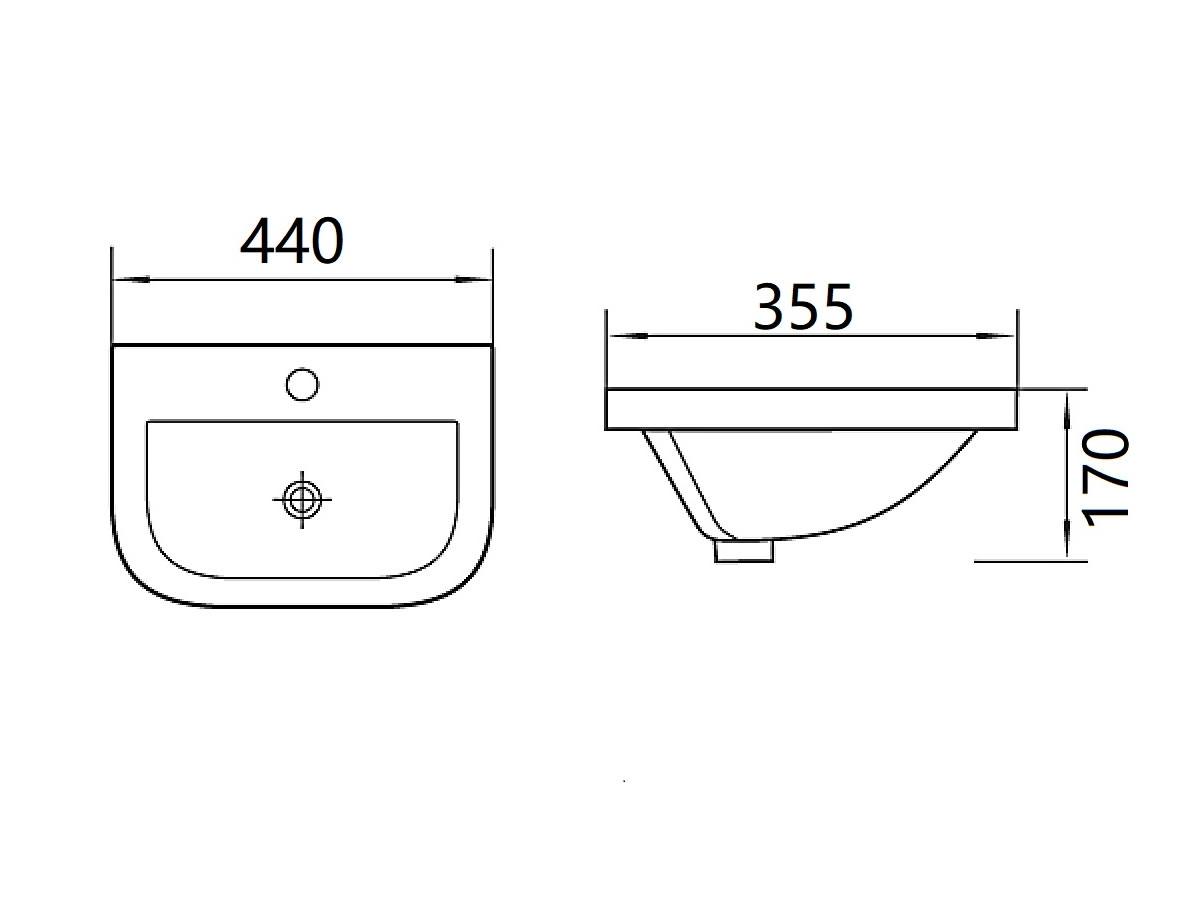 WB-312 Wall Hung Basin Dimension