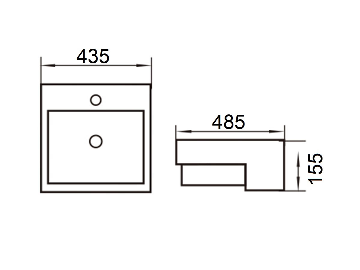 WB-515 Semi Recessed Basin Dimension