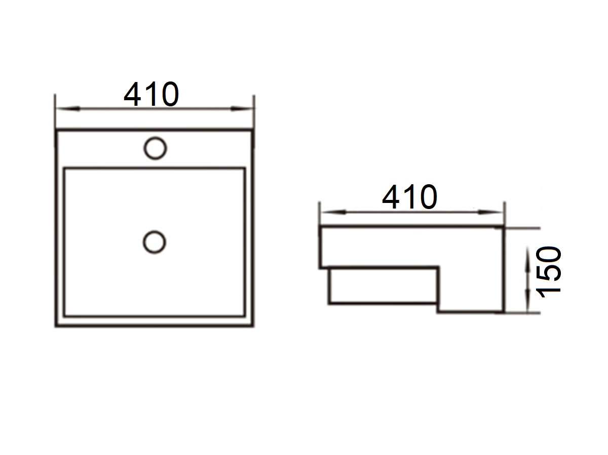 WB-515A Semi Recessed Basin Dimension