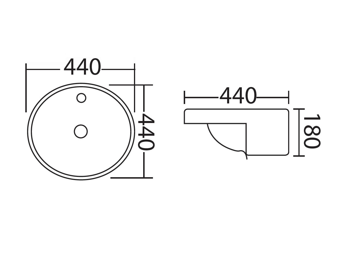 WB-532 Semi Recessed Basin Dimension