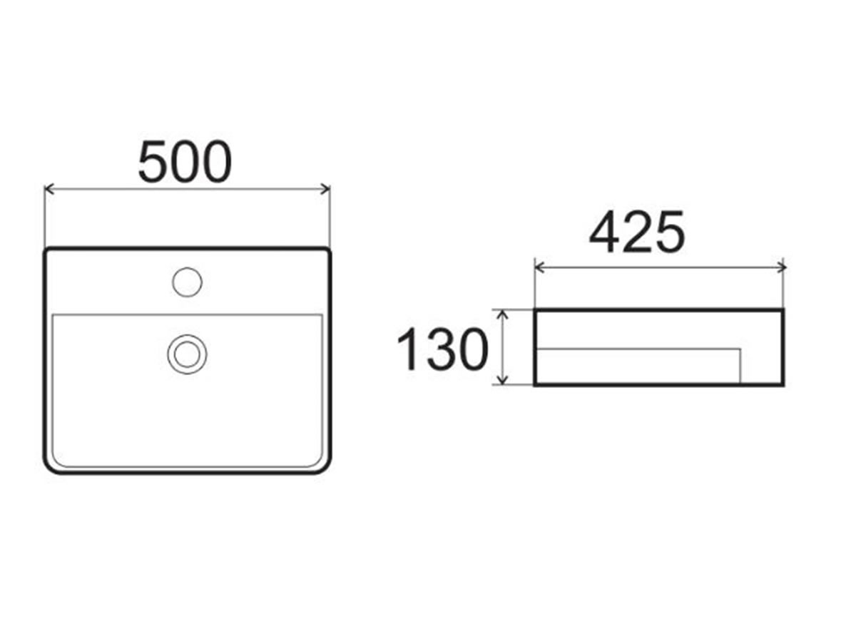 WB-533N Semi Recessed Basin Dimension