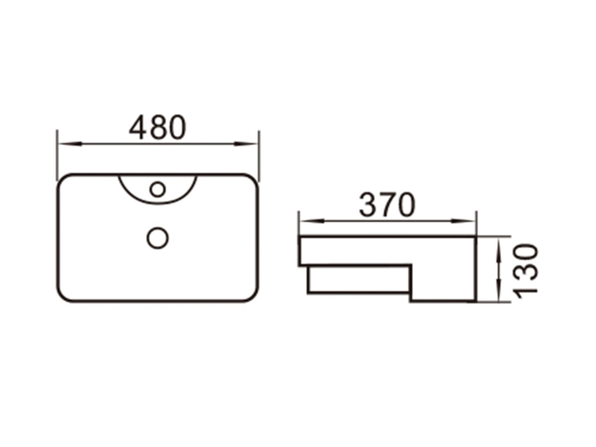 WB-809 Semi Recessed Basin Dimension