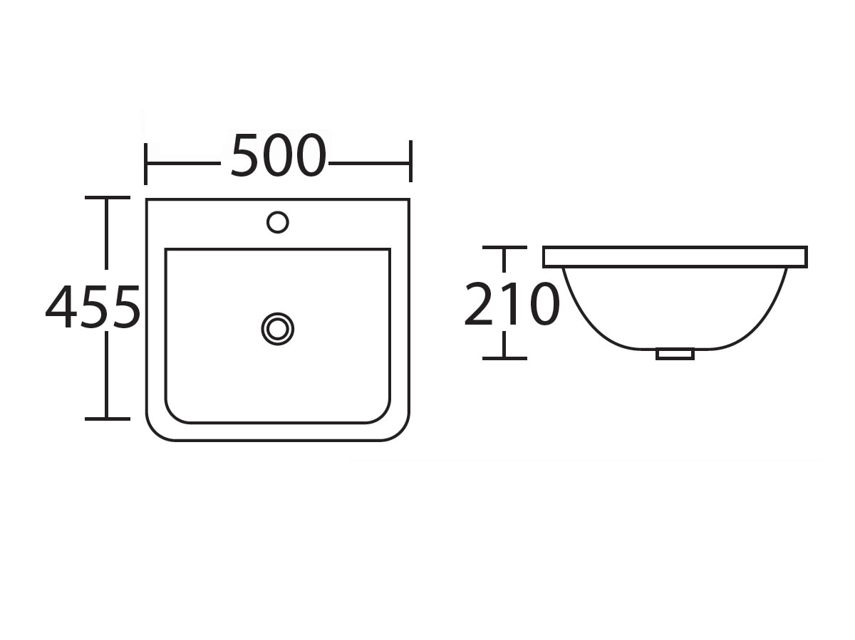 WB-910 Wall Hung Basin Dimension