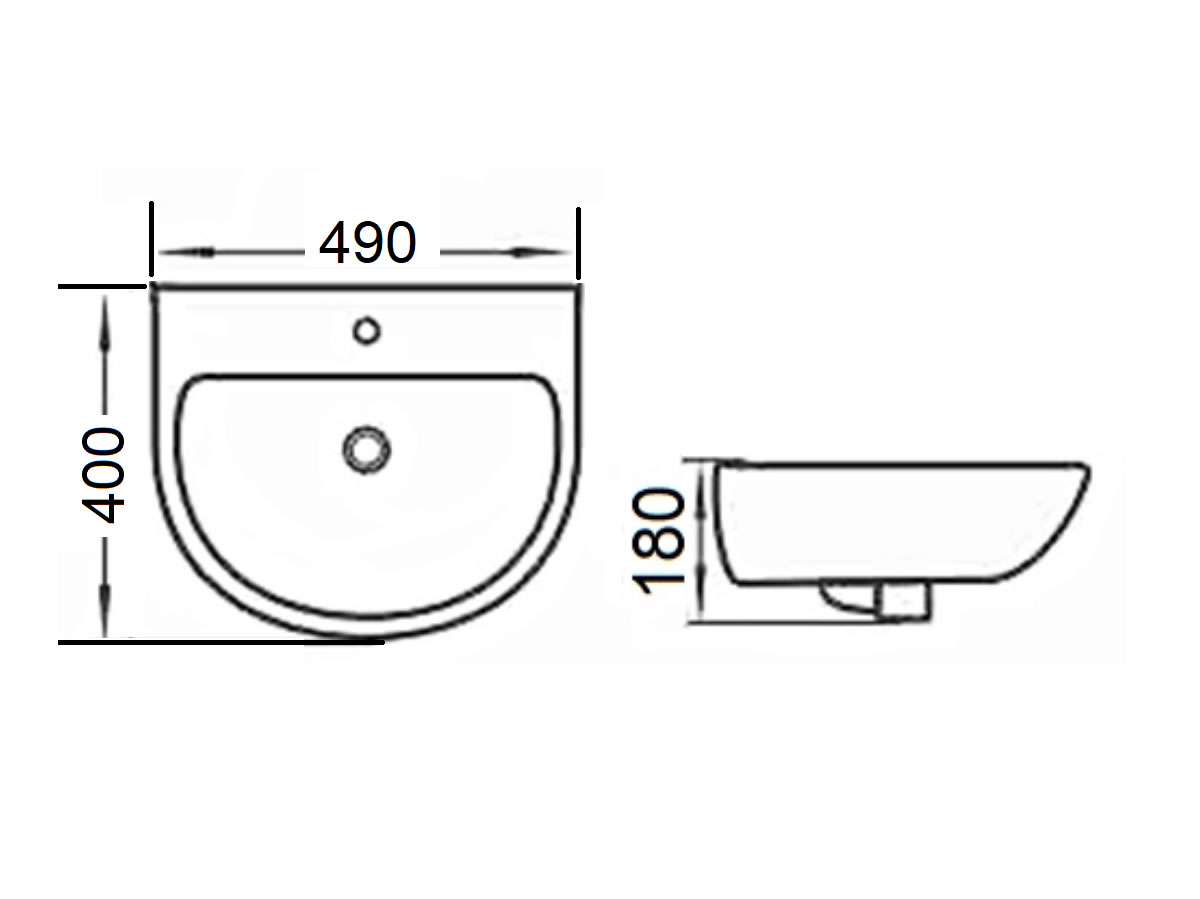 WB-915 Wall Hung Basin Dimension